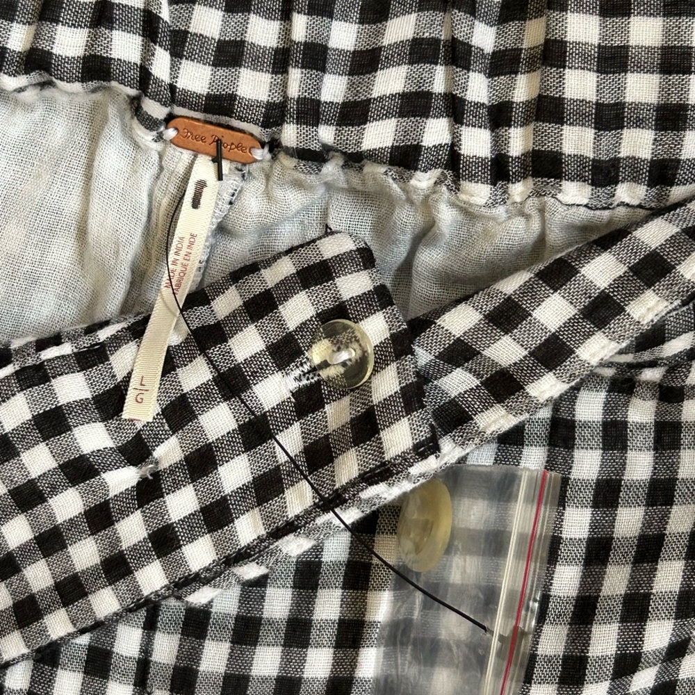 Free People East Side Trouser Wide Leg Pants Black White Check Size L NWOT - Picture 5 of 7